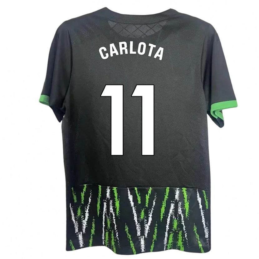 Danxen Kobiety Carlota Ursua Sánchez #11 Czarno-Zielony Wyjazdowa Koszulka 2025/26 Koszulki Klubowe