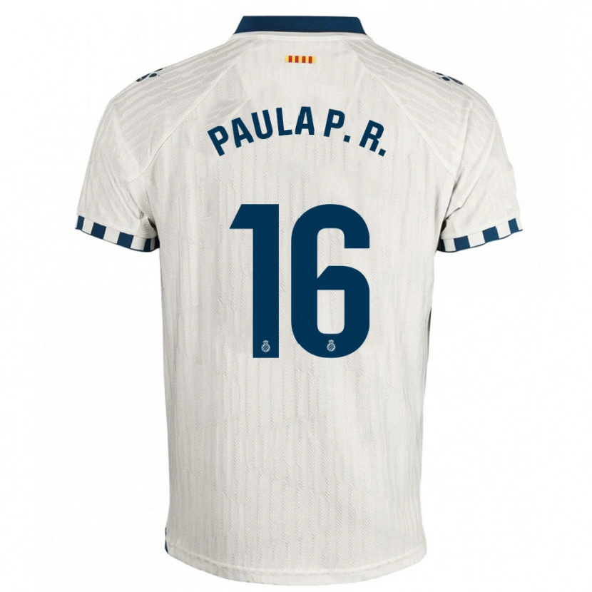 Danxen Kobiety Paula Perea Ramírez #16 Biało-Niebieski Wyjazdowa Koszulka 2025/26 Koszulki Klubowe