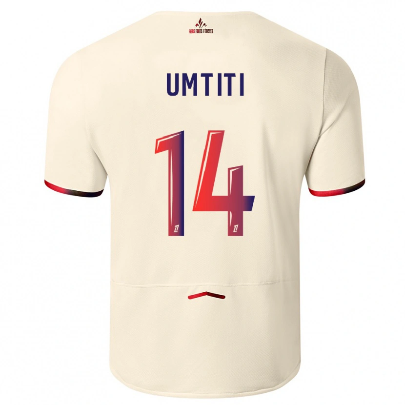 Danxen Kobiety Samuel Umtiti #14 Złamana Biel-Czerwony Wyjazdowa Koszulka 2025/26 Koszulki Klubowe