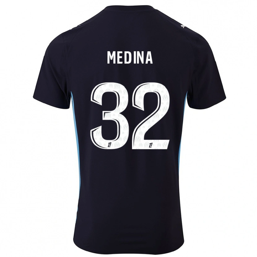 Danxen Kobiety Facundo Medina #32 Czarno-Błękitny Wyjazdowa Koszulka 2025/26 Koszulki Klubowe