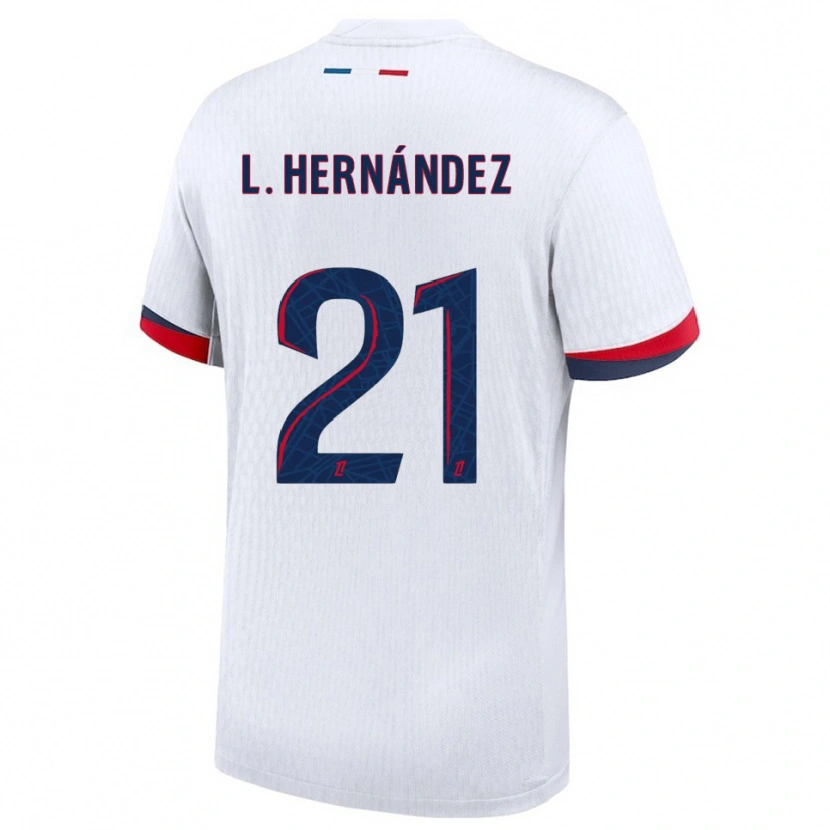 Danxen Kobiety Lucas Hernández #21 Biało-Czerwony Wyjazdowa Koszulka 2025/26 Koszulki Klubowe