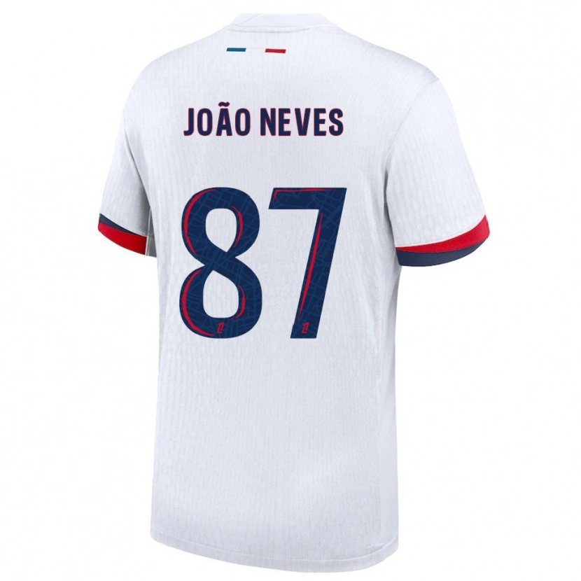 Danxen Kobiety João Neves #87 Biało-Czerwony Wyjazdowa Koszulka 2025/26 Koszulki Klubowe