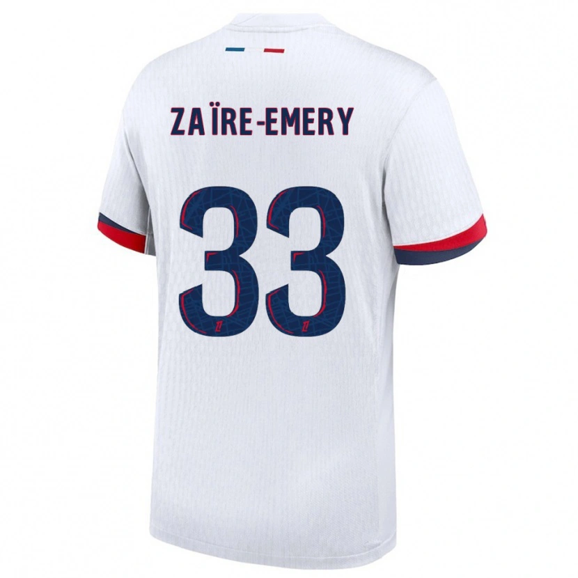 Danxen Kobiety Warren Zaïre-Emery #33 Biało-Czerwony Wyjazdowa Koszulka 2025/26 Koszulki Klubowe
