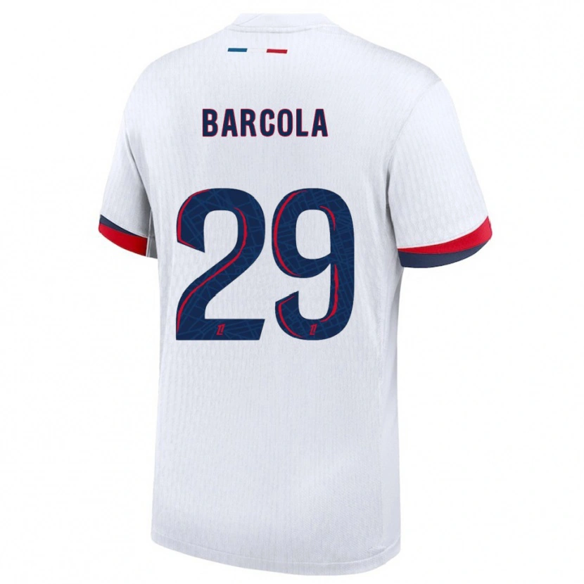 Danxen Kobiety Bradley Barcola #29 Biało-Czerwony Wyjazdowa Koszulka 2025/26 Koszulki Klubowe