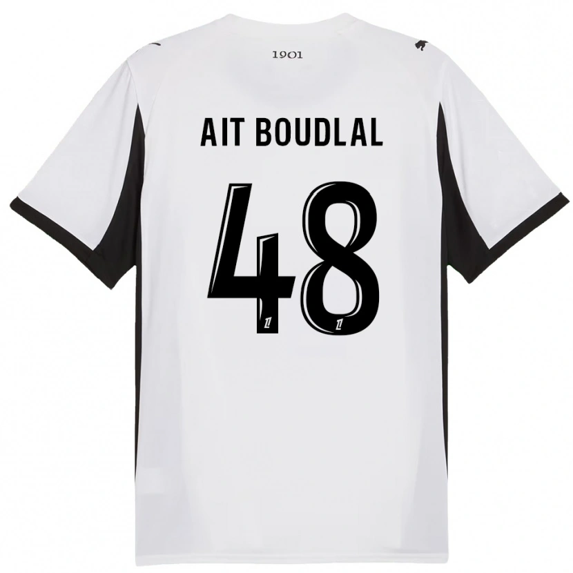 Danxen Kobiety Abdelhamid Ait Boudlal #48 Biało-Czarny Wyjazdowa Koszulka 2025/26 Koszulki Klubowe