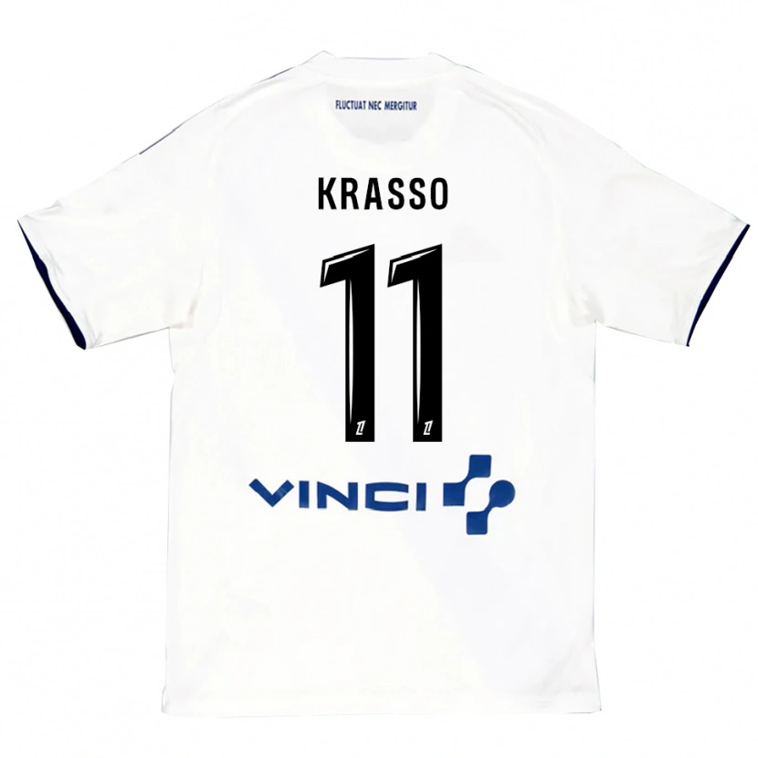 Danxen Kobiety Jean-Philippe Krasso #11 Biało-Niebieski Wyjazdowa Koszulka 2025/26 Koszulki Klubowe