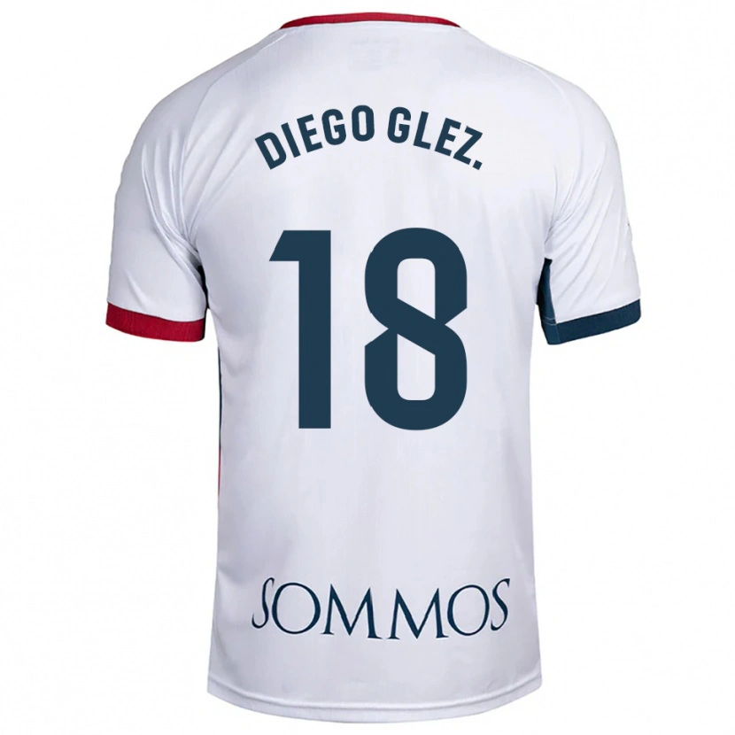Danxen Kobiety Diego González #18 Biało-Czerwony Wyjazdowa Koszulka 2025/26 Koszulki Klubowe