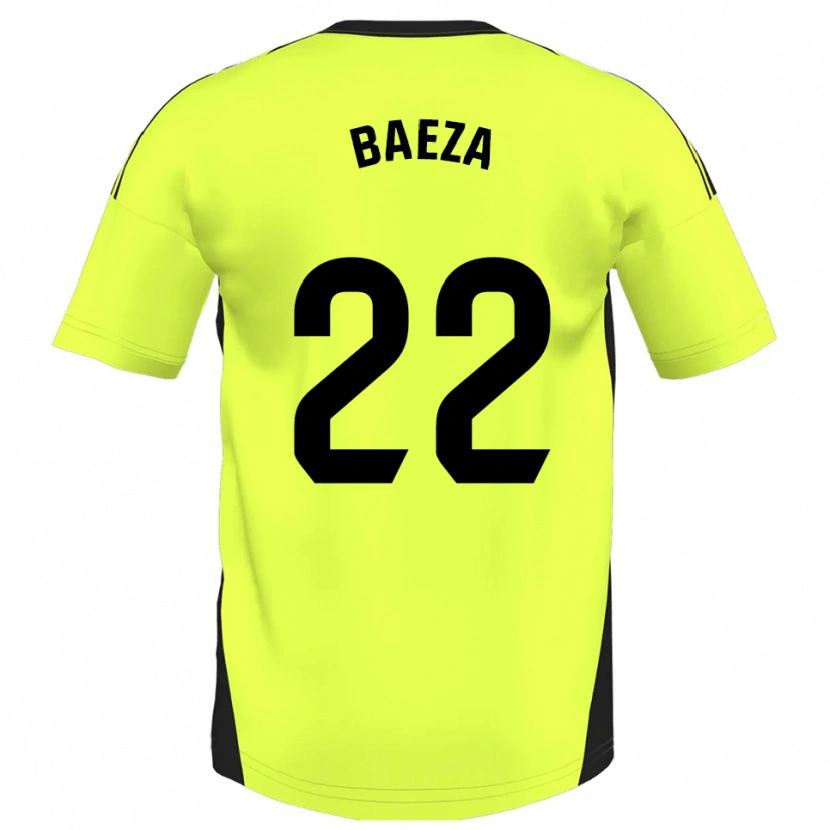 Danxen Kobiety Miguel Baeza #22 Fluorescencyjny Żółty Wyjazdowa Koszulka 2025/26 Koszulki Klubowe