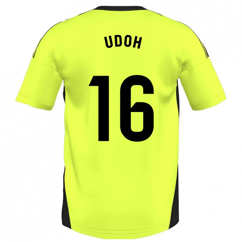 Danxen Kobiety Isaac Udoh #16 Fluorescencyjny Żółty Wyjazdowa Koszulka 2025/26 Koszulki Klubowe