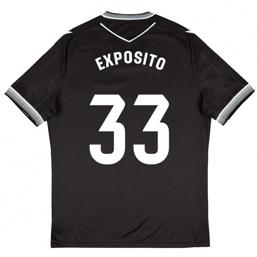 Danxen Kobiety Marcelo Expósito #33 Czarno-Biały Wyjazdowa Koszulka 2025/26 Koszulki Klubowe