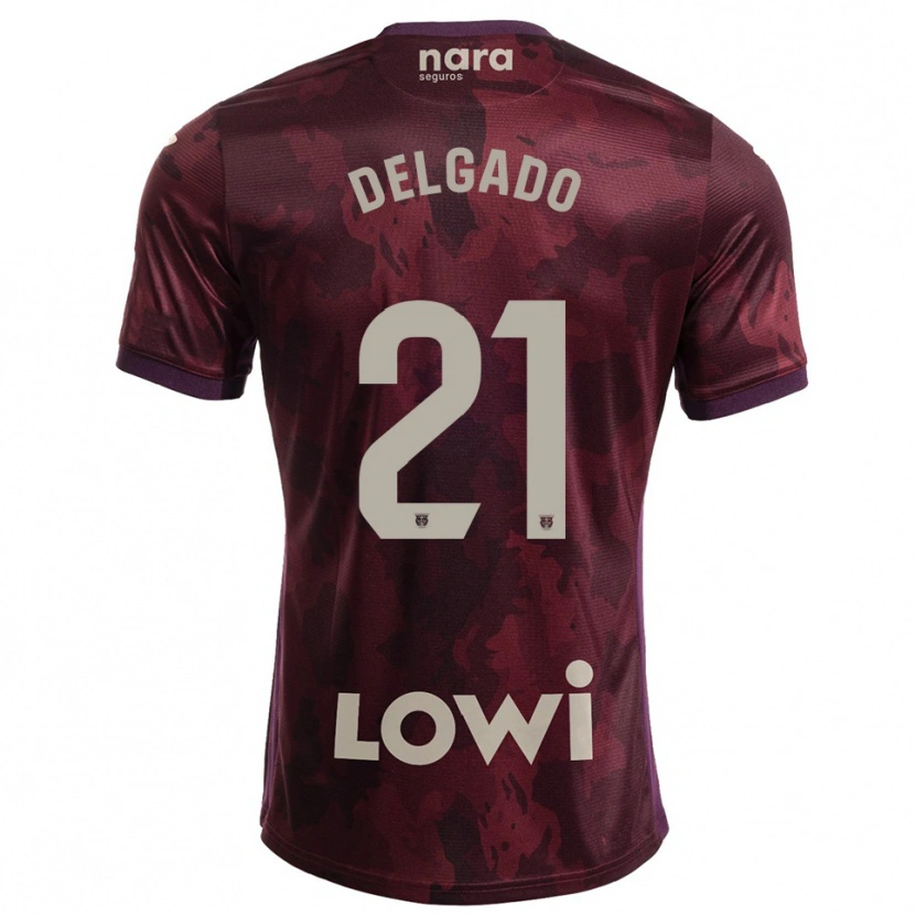 Danxen Kobiety Aarón Delgado #21 Bordowo-Biały Wyjazdowa Koszulka 2025/26 Koszulki Klubowe