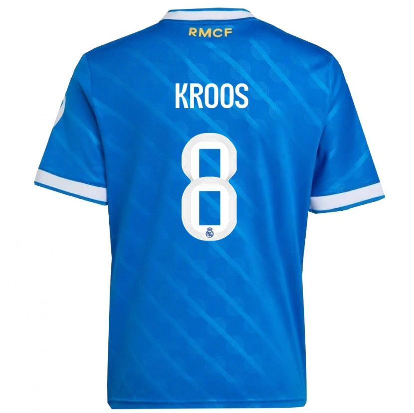 Danxen Kobiety Toni Kroos #8 Niebiesko-Biały Trzeci Komplet Koszulka 2025/26 Koszulki Klubowe