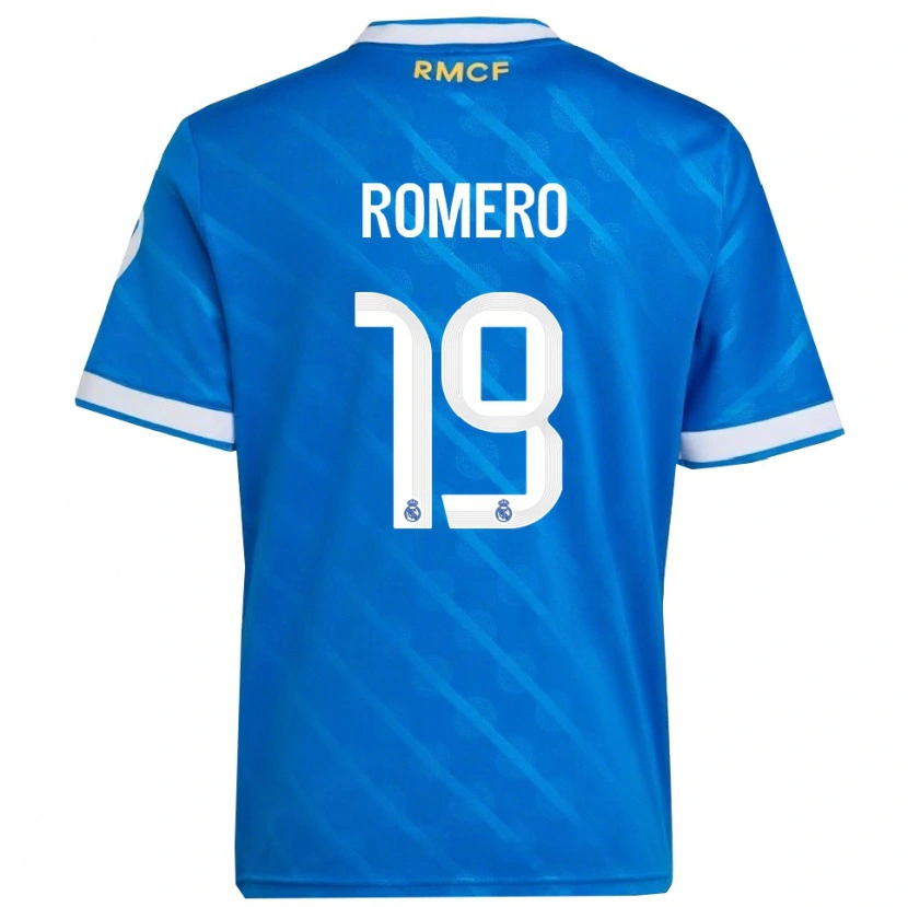Danxen Kobiety Alfonso Romero #19 Niebiesko-Biały Trzeci Komplet Koszulka 2025/26 Koszulki Klubowe