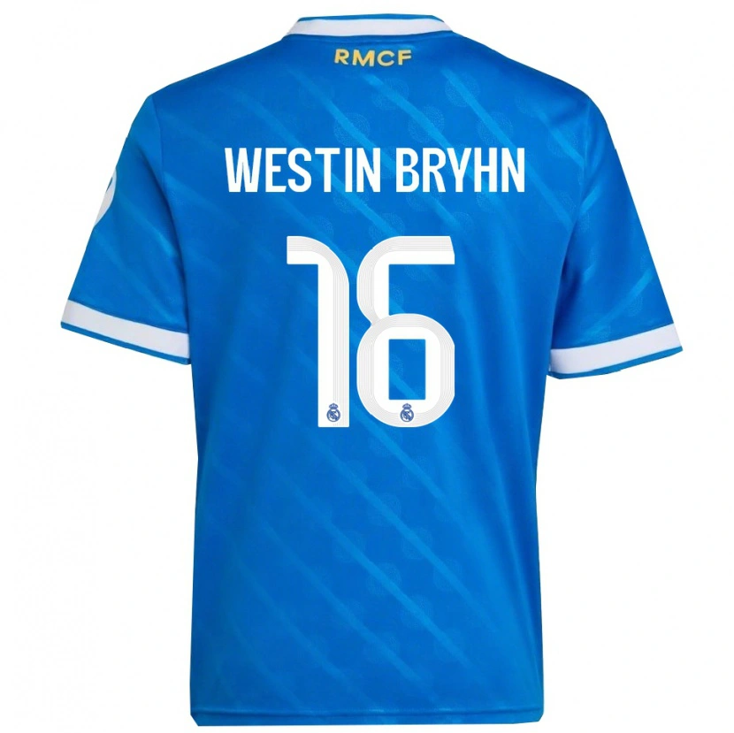 Danxen Kobiety Leon Westin Bryhn #16 Niebiesko-Biały Trzeci Komplet Koszulka 2025/26 Koszulki Klubowe