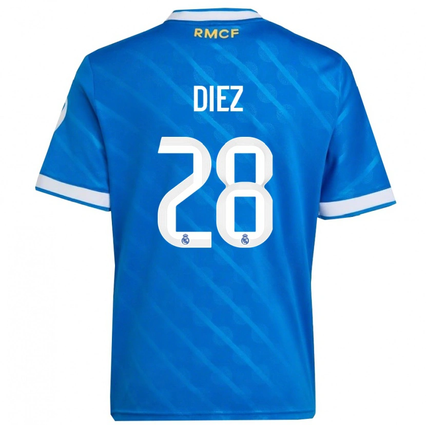 Danxen Kobiety Carlos Diez #28 Niebiesko-Biały Trzeci Komplet Koszulka 2025/26 Koszulki Klubowe