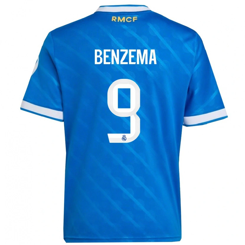 Danxen Kobiety Karim Benzema #9 Niebiesko-Biały Trzeci Komplet Koszulka 2025/26 Koszulki Klubowe