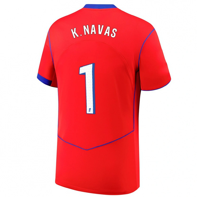 Danxen Kobiety Keylor Navas #1 Czerwono-Niebiesko-Biały Trzeci Komplet Koszulka 2025/26 Koszulki Klubowe