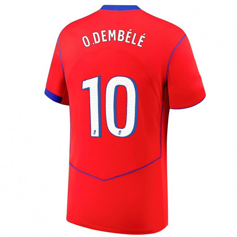Danxen Kobiety Ousmane Dembélé #10 Czerwono-Niebiesko-Biały Trzeci Komplet Koszulka 2025/26 Koszulki Klubowe