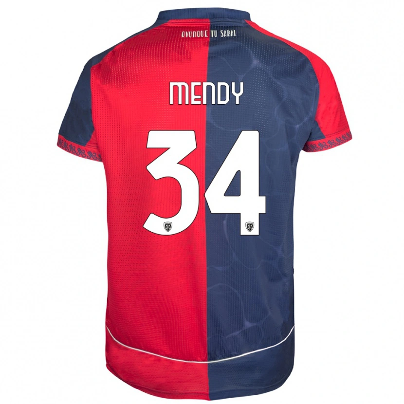 Danxen Dzieci Paul Mendy #34 Czerwony Granatowy Domowa Koszulka 2025/26 Koszulki Klubowe