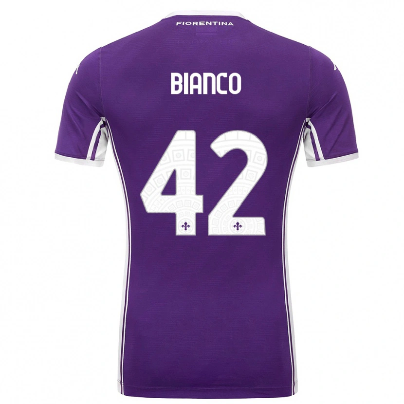 Danxen Dzieci Alessandro Bianco #42 Fioletowy Biały Domowa Koszulka 2025/26 Koszulki Klubowe