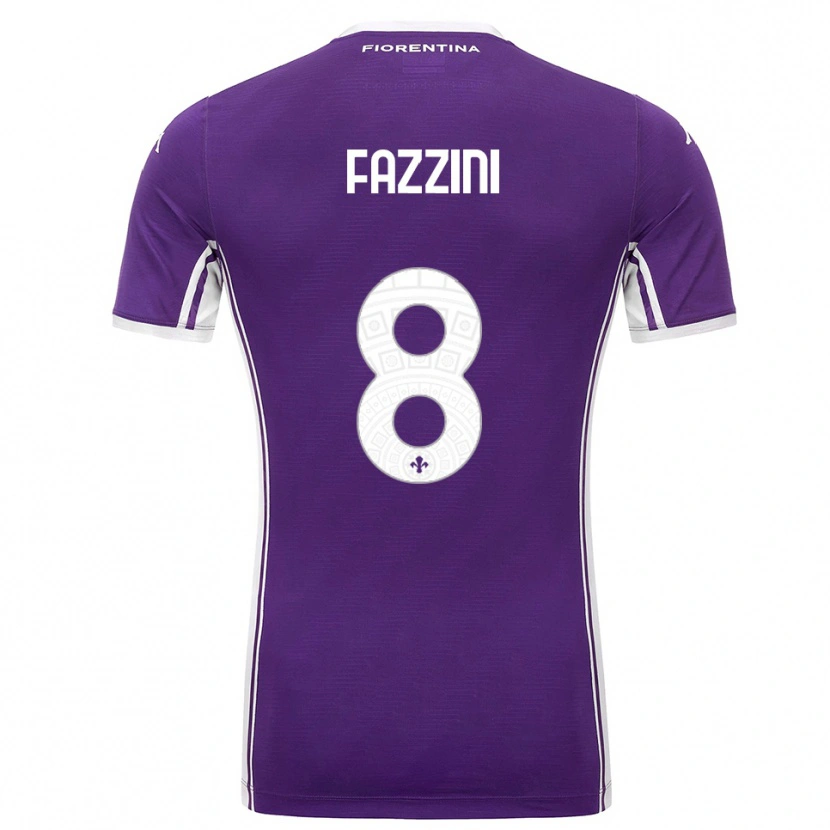 Danxen Dzieci Jacopo Fazzini #8 Fioletowy Biały Domowa Koszulka 2025/26 Koszulki Klubowe