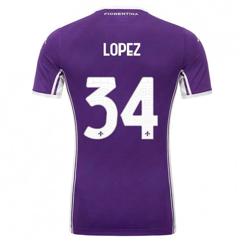 Danxen Dzieci Lucas López #34 Fioletowy Biały Domowa Koszulka 2025/26 Koszulki Klubowe