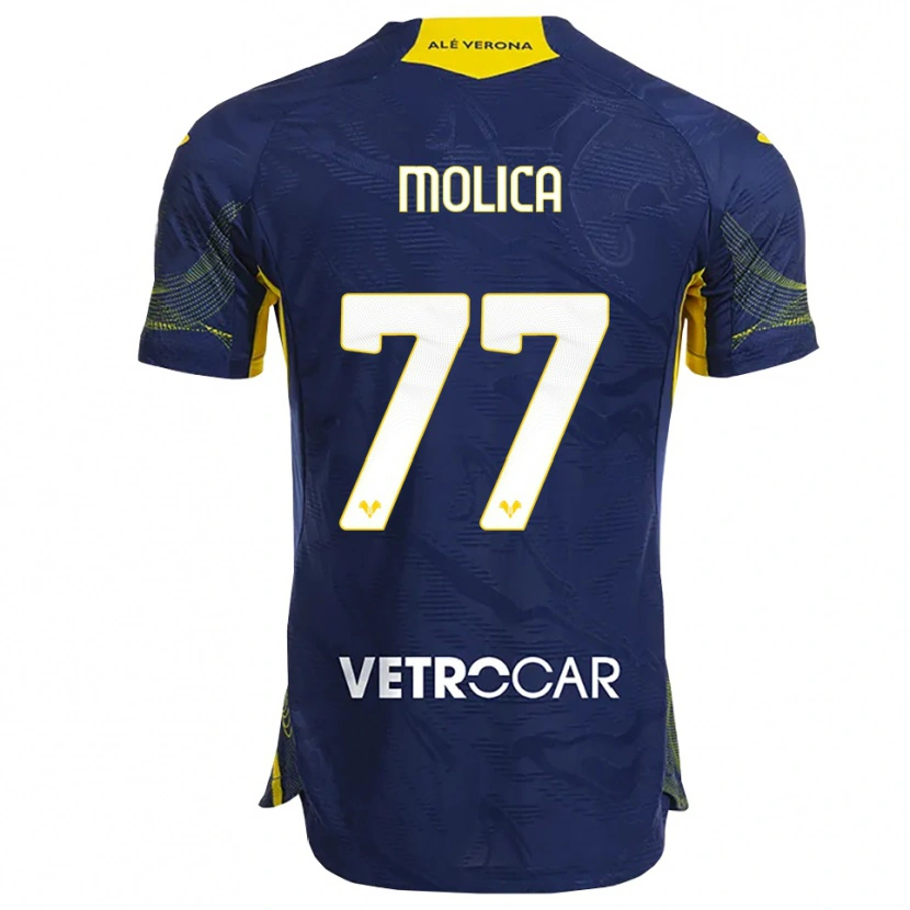 Danxen Dzieci Francesco Molica #77 Granatowy Żółty Domowa Koszulka 2025/26 Koszulki Klubowe