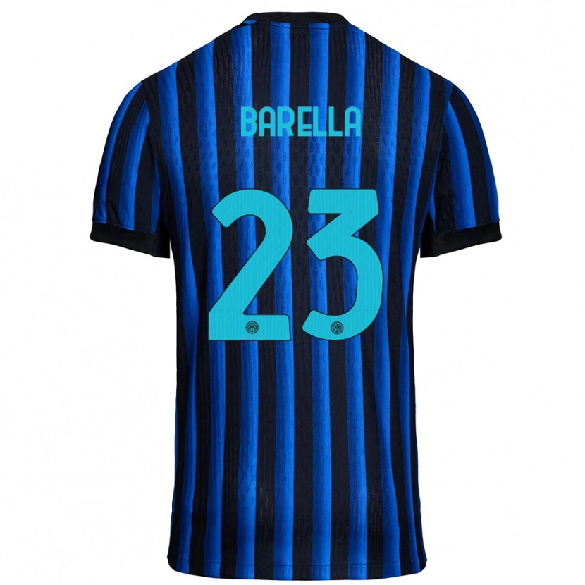 Danxen Dzieci Nicolò Barella #23 Czarny Niebieski Domowa Koszulka 2025/26 Koszulki Klubowe