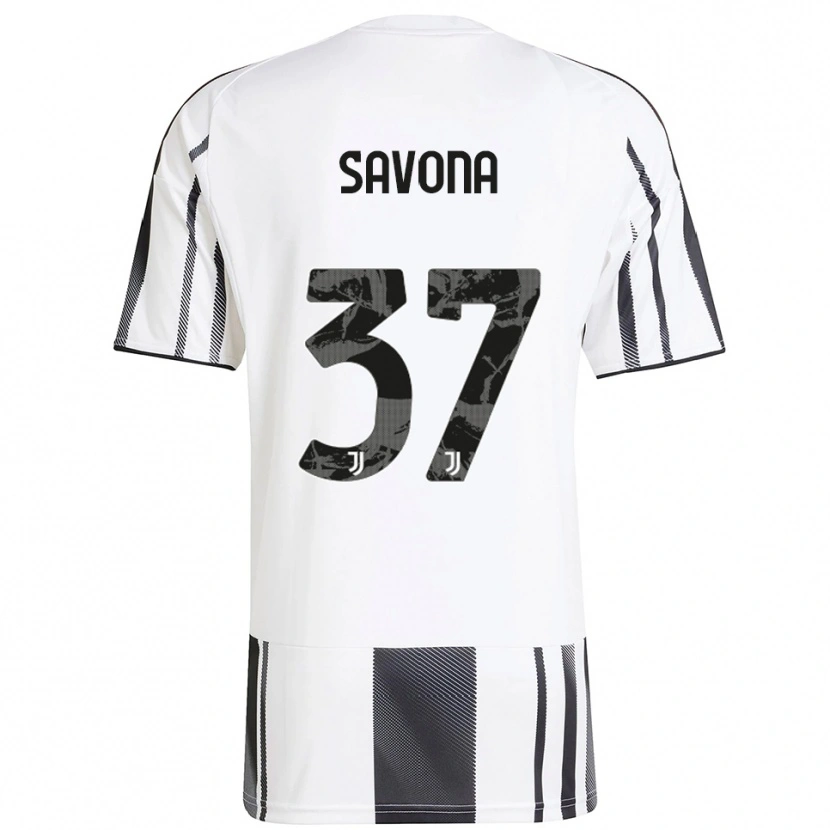 Danxen Dzieci Nicolò Savona #37 Biały Czarny Domowa Koszulka 2025/26 Koszulki Klubowe