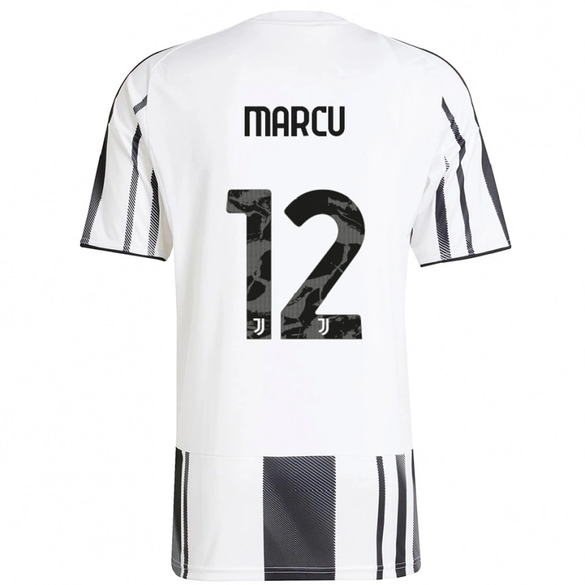 Danxen Dzieci Alessio Marcu #12 Biały Czarny Domowa Koszulka 2025/26 Koszulki Klubowe