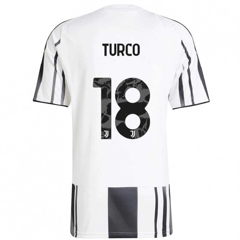 Danxen Dzieci Nicolo Turco #18 Biały Czarny Domowa Koszulka 2025/26 Koszulki Klubowe
