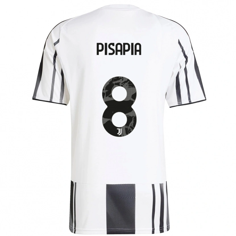Danxen Dzieci Luciano Pisapia #8 Biały Czarny Domowa Koszulka 2025/26 Koszulki Klubowe