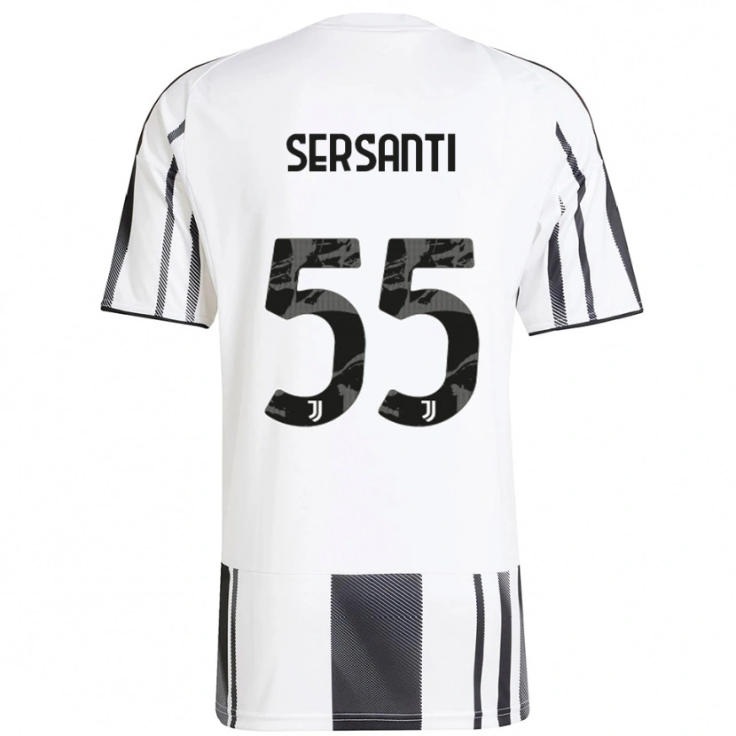 Danxen Dzieci Alessandro Sersanti #55 Biały Czarny Domowa Koszulka 2025/26 Koszulki Klubowe