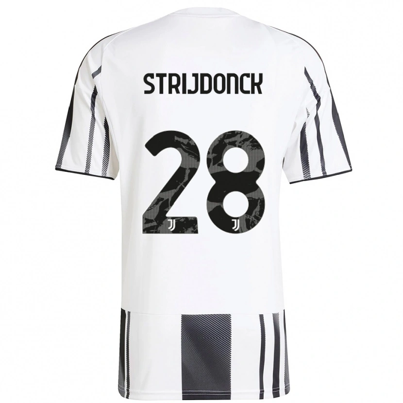 Danxen Dzieci Bayron Strijdonck #28 Biały Czarny Domowa Koszulka 2025/26 Koszulki Klubowe
