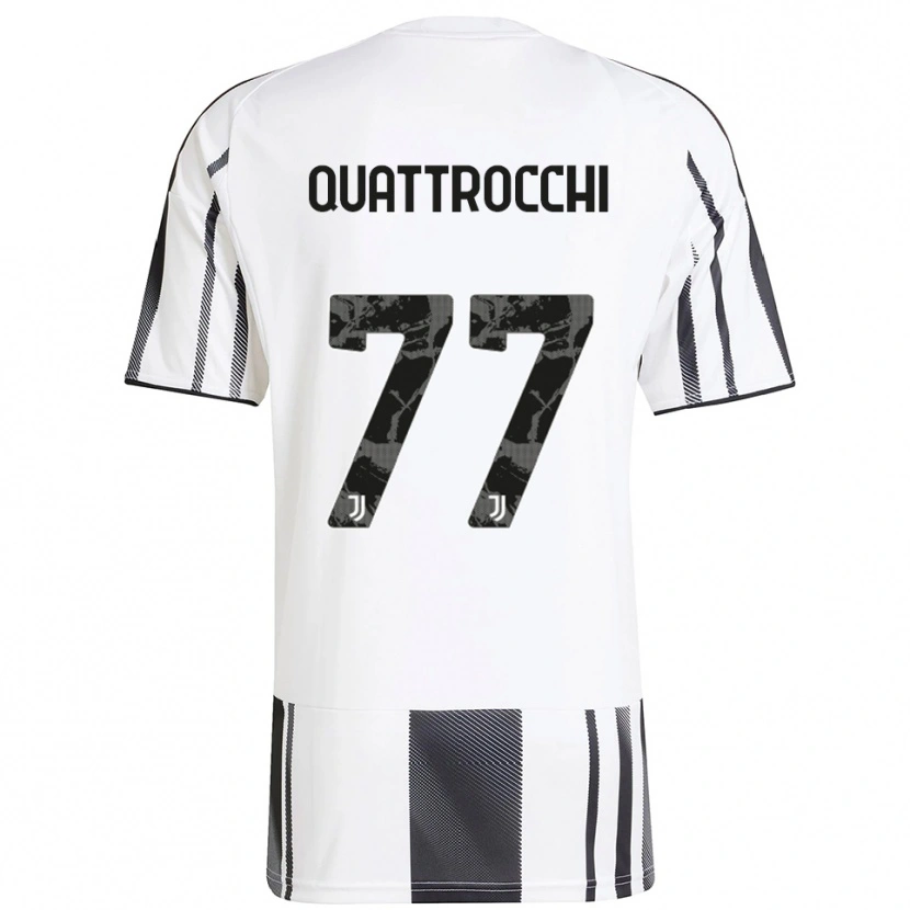 Danxen Dzieci Juan Ignacio Quattrocchi #77 Biały Czarny Domowa Koszulka 2025/26 Koszulki Klubowe