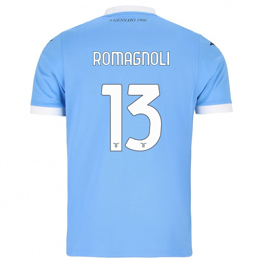 Danxen Dzieci Alessio Romagnoli #13 Błękitny Biały Domowa Koszulka 2025/26 Koszulki Klubowe