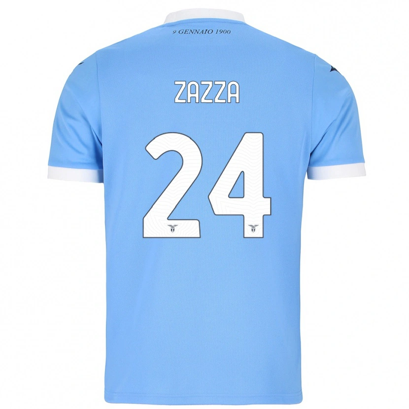 Danxen Dzieci Matteo Zazza #24 Błękitny Biały Domowa Koszulka 2025/26 Koszulki Klubowe