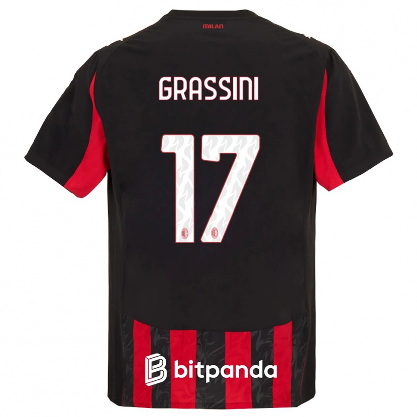 Danxen Dzieci Riccardo Grassini #17 Czerwony Czarny Domowa Koszulka 2025/26 Koszulki Klubowe