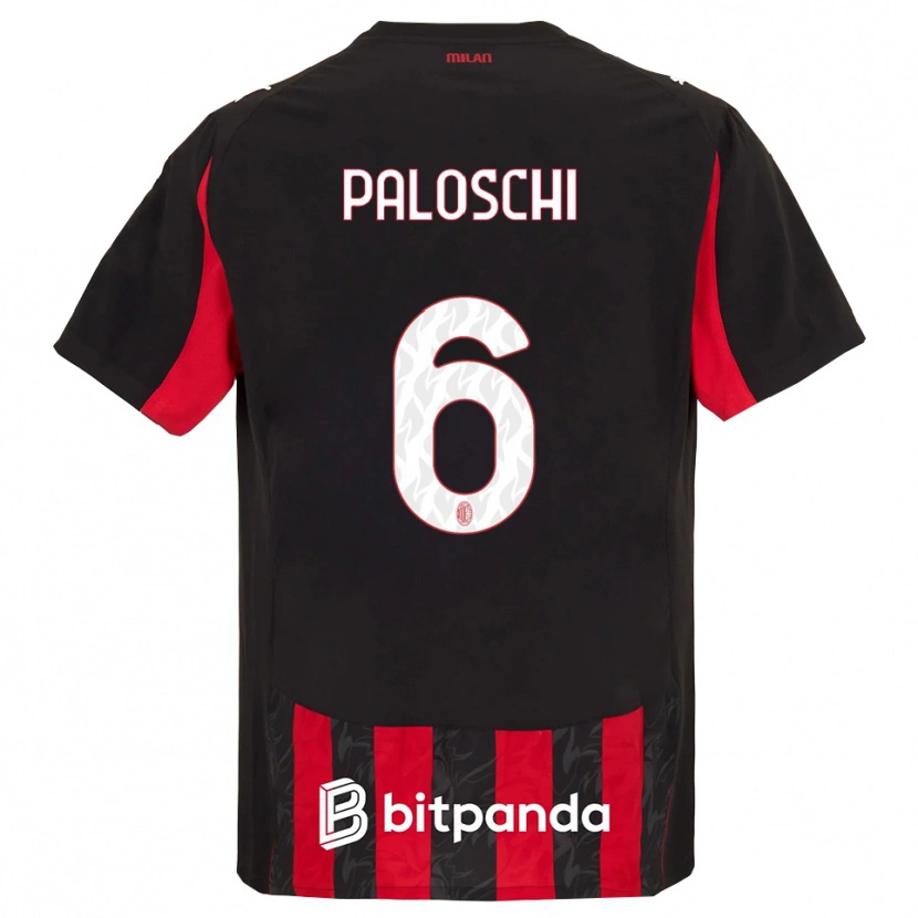 Danxen Dzieci Dorian Paloschi #6 Czerwony Czarny Domowa Koszulka 2025/26 Koszulki Klubowe