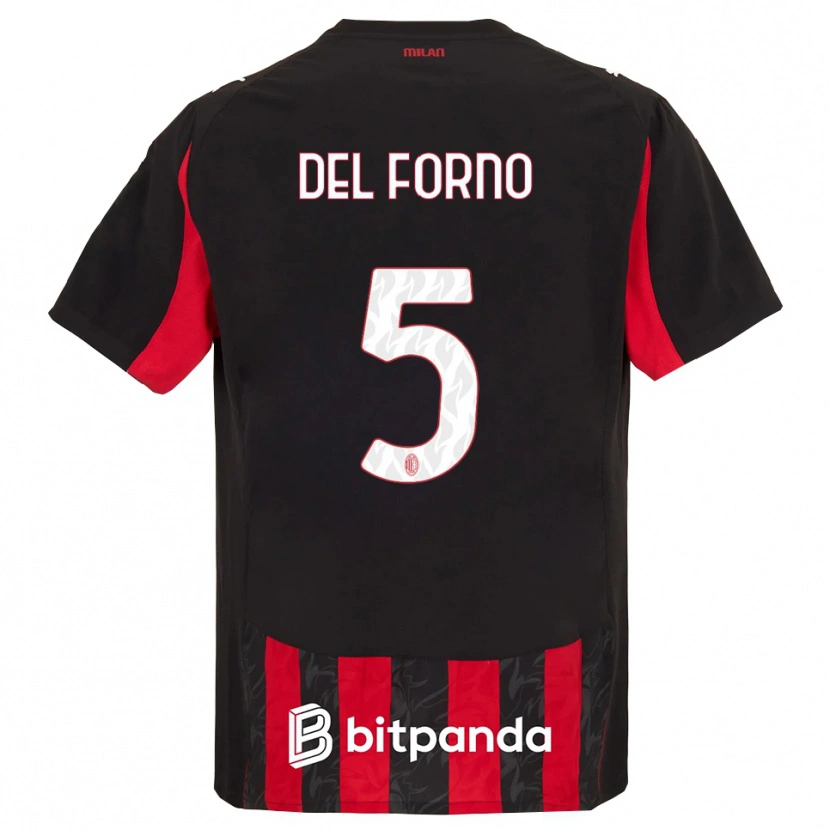 Danxen Dzieci Luca Del Forno #5 Czerwony Czarny Domowa Koszulka 2025/26 Koszulki Klubowe