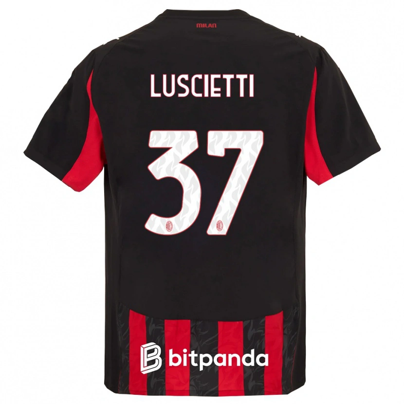 Danxen Dzieci Abebe Luscietti #37 Czerwony Czarny Domowa Koszulka 2025/26 Koszulki Klubowe