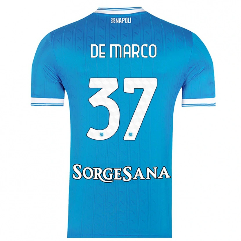 Danxen Dzieci Francesco De Marco #37 Błękitny Biały Domowa Koszulka 2025/26 Koszulki Klubowe
