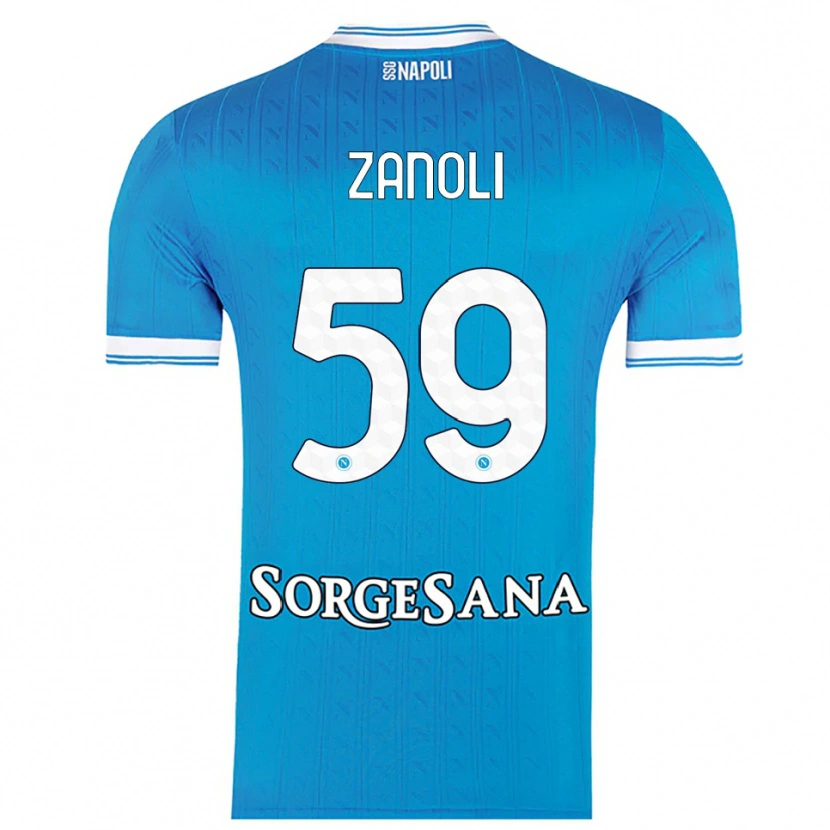 Danxen Dzieci Alessandro Zanoli #59 Błękitny Biały Domowa Koszulka 2025/26 Koszulki Klubowe