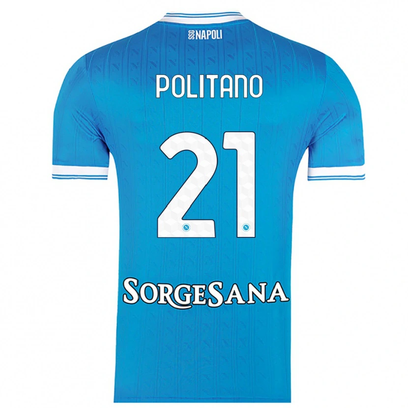 Danxen Dzieci Matteo Politano #21 Błękitny Biały Domowa Koszulka 2025/26 Koszulki Klubowe