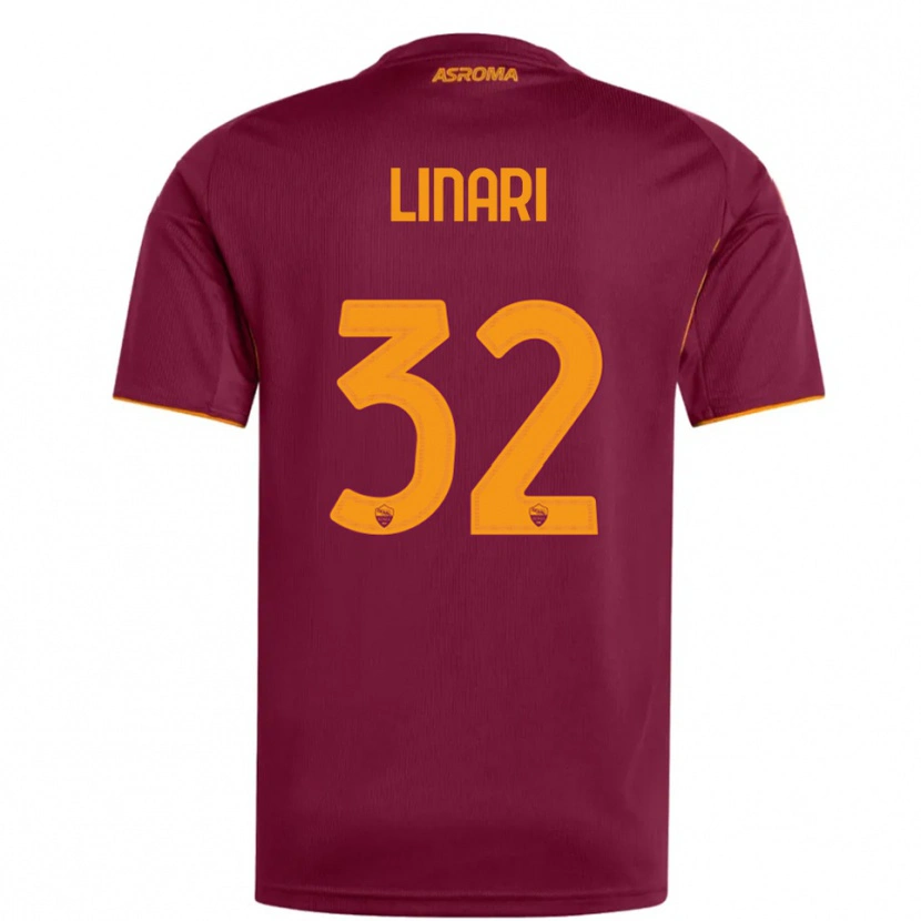 Danxen Dzieci Elena Linari #32 Burgundowy Pomarańczowy Domowa Koszulka 2025/26 Koszulki Klubowe