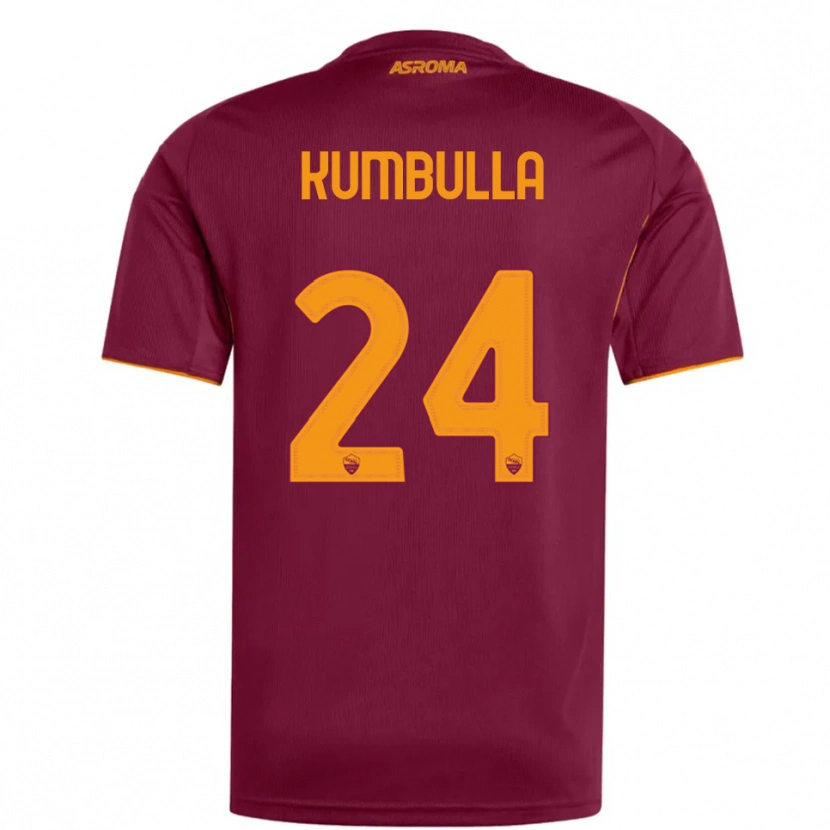Danxen Dzieci Marash Kumbulla #24 Burgundowy Pomarańczowy Domowa Koszulka 2025/26 Koszulki Klubowe