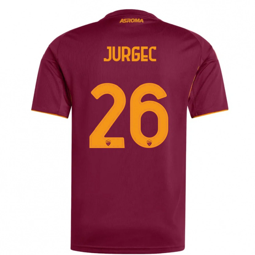 Danxen Dzieci Jan Jurgec #26 Burgundowy Pomarańczowy Domowa Koszulka 2025/26 Koszulki Klubowe
