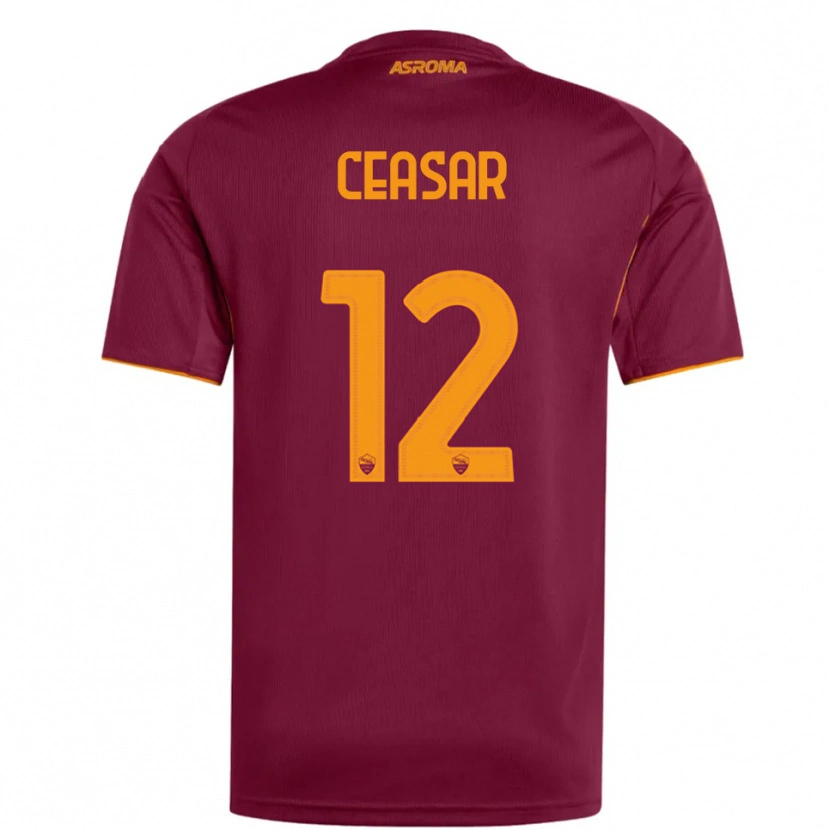 Danxen Dzieci Camelia Ceasar #12 Burgundowy Pomarańczowy Domowa Koszulka 2025/26 Koszulki Klubowe