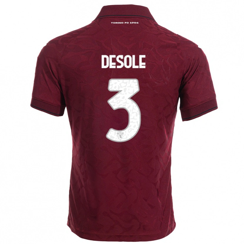 Danxen Dzieci Fabio Desole #3 Burgundowy Biały Domowa Koszulka 2025/26 Koszulki Klubowe