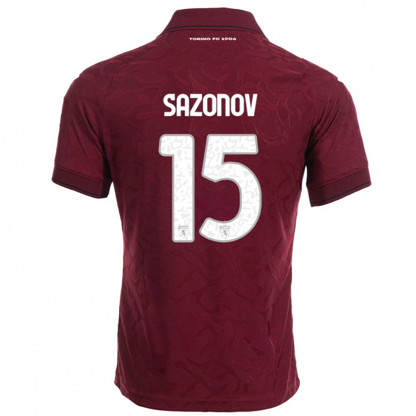 Danxen Dzieci Saba Sazonov #15 Burgundowy Biały Domowa Koszulka 2025/26 Koszulki Klubowe